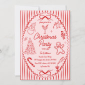 Invitation Whimsical Hand Drawn Handwritten Christmas Party (Devant)