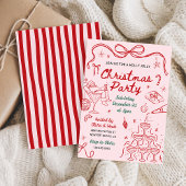 Invitation Whimsical Hand Drawn Holly Jolly Christmas Party