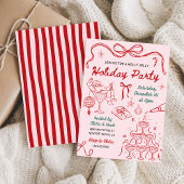 Invitation Whimsical Hand Drawn Holly Jolly Holiday Party
