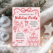Invitation Whimsical Hand Drawn Holly Jolly Holiday Party