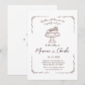 Invitation Whimsical Hand Drawn Illustration Wedding (Devant / Derrière)