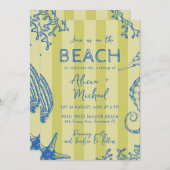 Invitation Whimsical hand drawn nautical coastal wedding (Devant / Derrière)