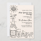 Invitation Whimsical Hand Drawn New Year's Eve Party (Devant)