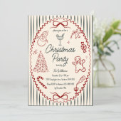 Invitation Whimsical Hand Drawn Quirky Christmas Party Invita (Debout devant)