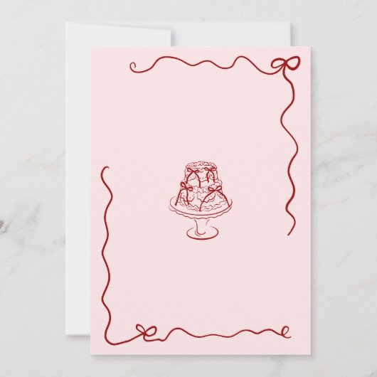 Invitation Whimsical Hand Drawn Red Cherries & Bows (Dos)