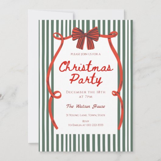 Invitation Whimsical Hand Drawn Red coquette Christmas Party (Devant)