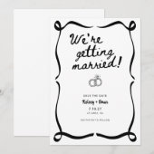 Invitation Whimsical Hand Drawn We're Getting Married  (Devant / Derrière)