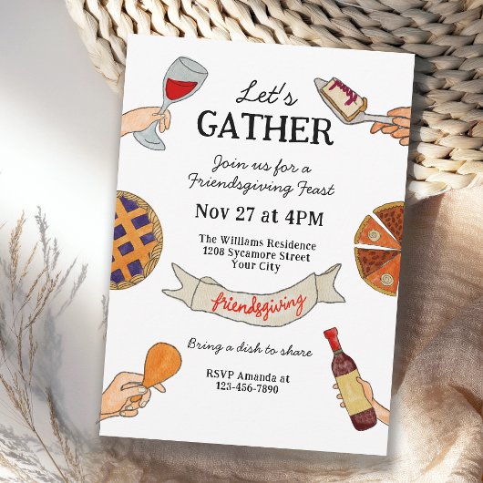 Invitation Whimsical Handdrawn Doodles Quirky Friendsgiving