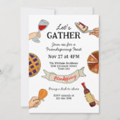 Invitation Whimsical Handdrawn Doodles Quirky Friendsgiving (Devant)