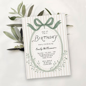 Invitation Whimsical Handdrawn Stripes Bow Frame Birthday
