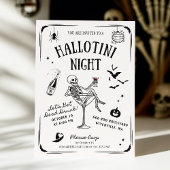Invitation Whimsical Handwritten Skeleton Martini Halloween