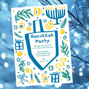Invitation Whimsical Hanoukka Fêtes Cute Personnalisé