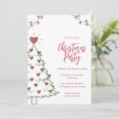 Invitation Whimsical Heart Christmas Tree Holiday Party       (Debout devant)
