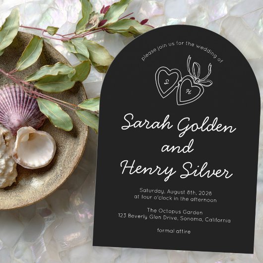 Invitation Whimsical Heart Locket Doodle Sketch Modern CUSTOM