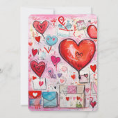 Invitation Whimsical Hearts and Love Letters Motif Anniversai (Dos)