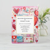Invitation Whimsical Hearts and Love Lettres Motif Mariage (Debout devant)