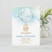 Invitation Whimsical Hot Air Baby shower Bear Boy (Debout devant)