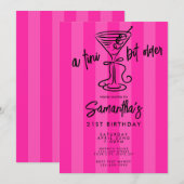 Invitation Whimsical Hot Pink A Tini Bit Older 21st Birthday (Devant / Derrière)