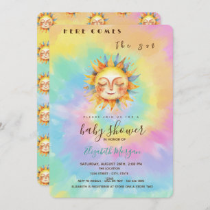 Invitation Whimsical Ici Vient Le Baby shower Sun Tie Dye