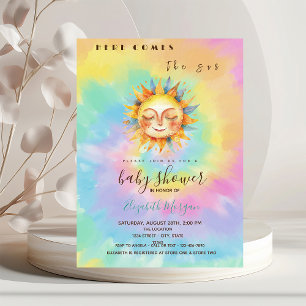 Invitation Whimsical Ici Vient Le Baby shower Sun Tie Dye