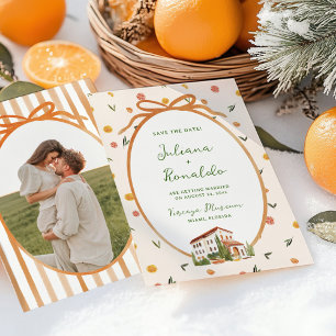 Invitation Whimsical Italien Mariage Citrus Enregistrer la da