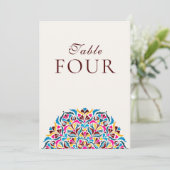 Invitation Whimsical Ivory Floral Border Wedding Table Number (Debout devant)