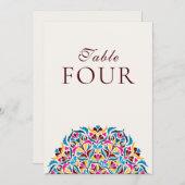 Invitation Whimsical Ivory Floral Border Wedding Table Number (Devant / Derrière)