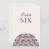 Invitation Whimsical Ivory Floral Border Wedding Table Number (Devant / Derrière)