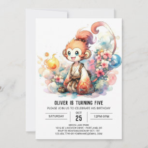 Invitation Whimsical Jouer Singe Anniversaire