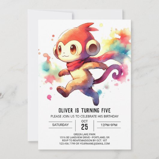 Invitation Whimsical Jouer Singe Anniversaire (Devant)