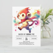 Invitation Whimsical Jouer Singe Anniversaire (Debout devant)