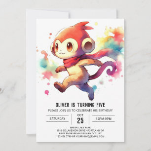 Invitation Whimsical Jouer Singe Anniversaire