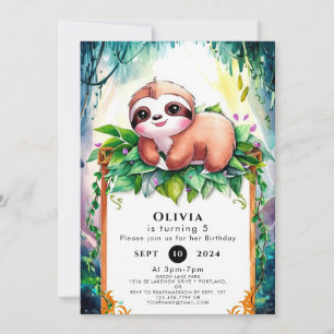 Invitation Whimsical Kids Slothday