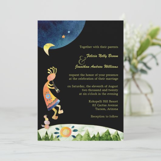 Invitation Whimsical Kokopelli Mariage sud-ouest (Debout devant)