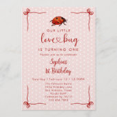 Invitation Whimsical Ladybug Love Bug Girl 1st Birthday (Devant)