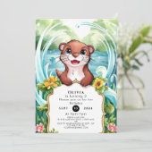 Invitation Whimsical Lake Otter Anniversaire (Debout devant)
