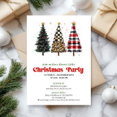 Invitation Whimsical leopard and gold Christmas tree invite