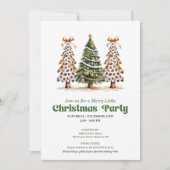 Invitation Whimsical leopard Christmas tree holiday invite (Devant)