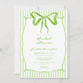Invitation Whimsical Lime Watercolor Bow Stripe Bridal Shower (Devant)