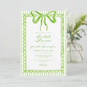 Invitation Whimsical Lime Watercolor Bow Stripe Bridal Shower (Debout devant)