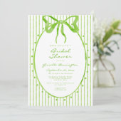 Invitation Whimsical Lime Watercolor Bow Stripe Bridal Shower (Debout devant)