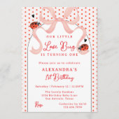 Invitation Whimsical Little Love Bug Ladybug 1st Birthday (Devant)