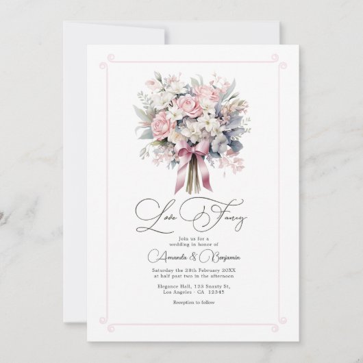 Invitation Whimsical Love Fancy Pastel Floral Mariage QR Code (Devant)