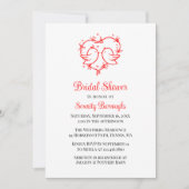 Invitation Whimsical Lovebirds Boho Red Heart Bridal Shower (Devant)