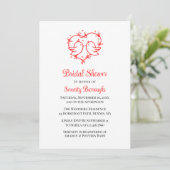 Invitation Whimsical Lovebirds Boho Red Heart Bridal Shower (Debout devant)