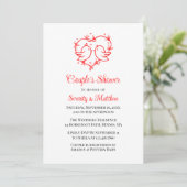 Invitation Whimsical Lovebirds Boho Red Heart Bridal Shower (Debout devant)