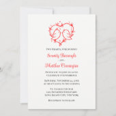 Invitation Whimsical Lovebirds Boho Red Love Heart Wedding  (Devant)