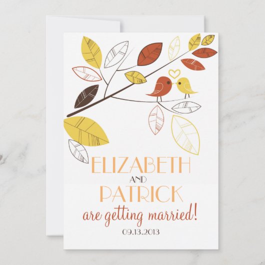 Invitation Whimsical Lovebirds Mariage (Dos)