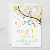 Invitation Whimsical Lovebirds Mariage (Dos)