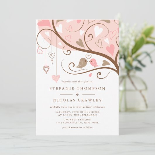 Invitation Whimsical Lovebirds Mariage (Debout devant)